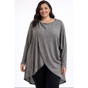 Camille & Co. Dolman Sleeve Faux Wrap Tunic Top Size L